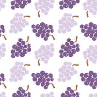 Grape cartoon seamless pattern isolated on white background. Purple bunch of grape abstract geometric print for fabric, paper, design. vector