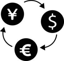 Exchange money dollar icon in flat. isolated on World currency icon Euro, USD dollar, bitcoin, yen, pound, cryptocurrency. Money symbol, coin or apps or web vector