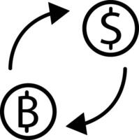 Exchange money dollar icon in line. isolated on World currency icon Euro, USD dollar, bitcoin, yen, pound, cryptocurrency. Money symbol, coin for apps or web vector