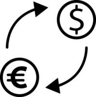Exchange money dollar icon in line. isolated on World currency icon Euro, USD dollar, bitcoin, yen, pound, cryptocurrency. Money symbol, coin for apps or web vector