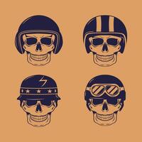 skulls with hand drawn helmets vector