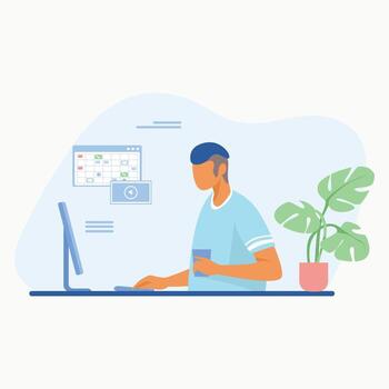 people using online apps in device vector