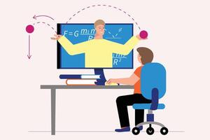 tutoring flat compositions people desks computers education process vector