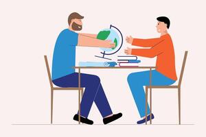 tutoring flat compositions people desks computers education process vector