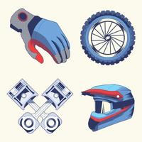 unique retro motocross elements set vector