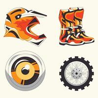 beautifull retro motocross elements set vector