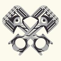 retro motor tow cross engine piston vector