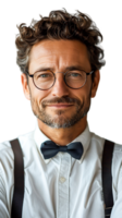 A man with glasses and a bow tie is wearing a bow tie png