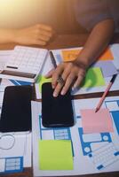 The designer team is designing the uxui system to make the uxui system work well on new phones and support system updates. Website development concept UI UX front end designer photo
