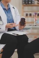 Urologists advise patients about prostate problems. Treatment of cancers of the urinary tract and male reproductive organs The concept of men's health problems Close-up pictures photo