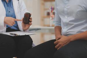 Urologists advise patients about prostate problems. Treatment of cancers of the urinary tract and male reproductive organs The concept of men's health problems Close-up pictures photo