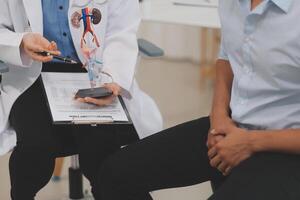 Urologists advise patients about prostate problems. Treatment of cancers of the urinary tract and male reproductive organs The concept of men's health problems Close-up pictures photo