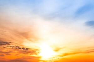 Beautiful , luxury soft gradient orange gold clouds and sunlight on the blue sky perfect for the background, take in everning,Twilight, Large size, high definition landscape photo