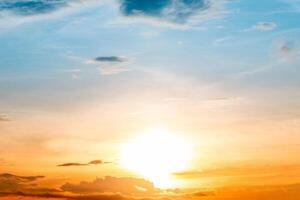 Beautiful , luxury soft gradient orange gold clouds and sunlight on the blue sky perfect for the background, take in everning,Twilight, Large size, high definition landscape photo