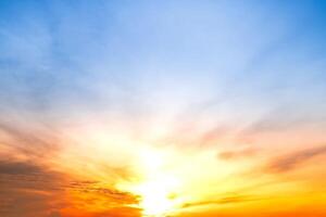 Beautiful , luxury soft gradient orange gold clouds and sunlight on the blue sky perfect for the background, take in everning,Twilight, Large size, high definition landscape photo