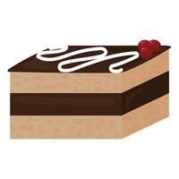 Chocolate cake with butter cream. illustration isolated on white background. vector