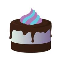 Chocolate cake with butter cream. illustration isolated on white background. vector