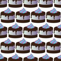 Chocolate cake with butter cream. Seamless pattern. illustration. vector