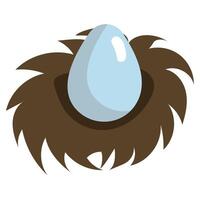 Birds nest with eggs in carton style. Simple illustration on white background. vector