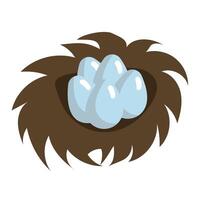 Birds nest with eggs in carton style. Simple illustration on white background. vector