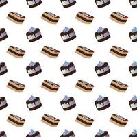 Chocolate cake with butter cream. Seamless pattern. illustration. vector