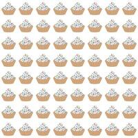 Cupcake with whipped cream and colorful sugar sprinkles. Seamless pattern on a white background. illustration. vector