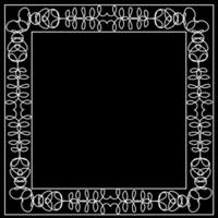 Beautiful quadrangular white frame on a black background in linear style vector