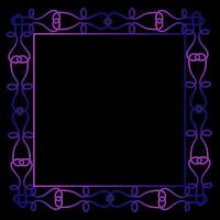 Beautiful quadrangular purple frame on a black background vector