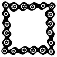 Black rectangular frame in doodle style with floral pattern vector