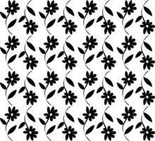 Black seamless floral pattern in doodle style on white background vector