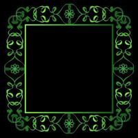 Beautiful rectangular green frame on a black background vector