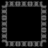 Square frame with black spiral pattern on white background vector