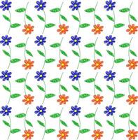 Texture with bright floral pattern in doodle style on white background vector