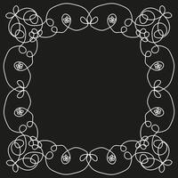 White rectangular frame in doodle style on a black background vector