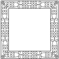 Square frame with doodle style pattern on white background vector