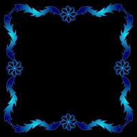 Beautiful quadrangular blue frame on a black background vector