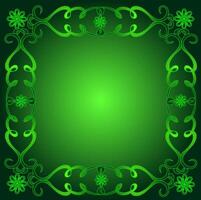 Beautiful quadrangular figured frame on a green background vector