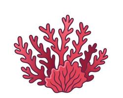 Sea corals isolated on white. Cartoon style illustration. vector