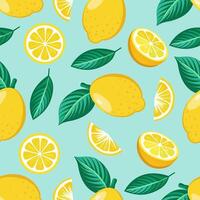 Seamless pattern with lemons. Summer tropical background. vector