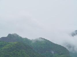 Fog on the mountains in the rainy season photo