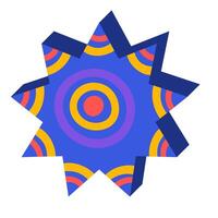 Colorful ornamental pseudo 3D star isolated on white. Symbol for game, flat style vector