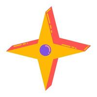 Colorful ornamental pseudo 3D star isolated on white. Symbol for game, flat style vector