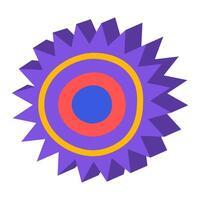 Colorful ornamental pseudo 3D star isolated on white. Symbol for game, flat style vector
