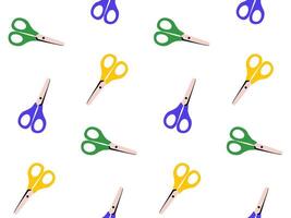 Seamless background with colorful scissors. Bright pattern with stationery accessories vector