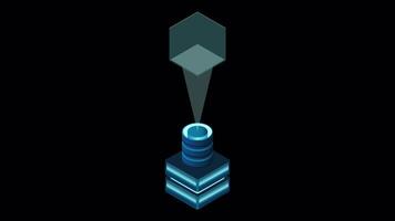 Isometric processor blockchain animation. Futuristic holographic interface. Futuristic concept. Motion graphic. Transparent background with alpha channel video