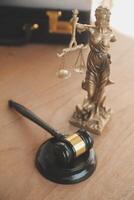 Lawyer, legal advisor, businessman brainstorming information on agreement details Business contracts in legal processing books for accuracy in contract documents. joint financial investment. photo