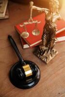 Lawyer, legal advisor, businessman brainstorming information on agreement details Business contracts in legal processing books for accuracy in contract documents. joint financial investment. photo