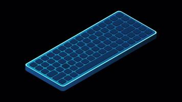Isometric computer keyboard animation. Personal computer hardware components. Modern computer keyboard. Motion graphic. Transparent background with alpha channel video