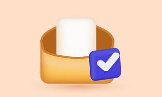 unique 3d realistic letter check mark confirmation open envelope new concept design vector