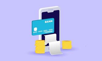 3d realistic payment via credit card cartoon style design vector